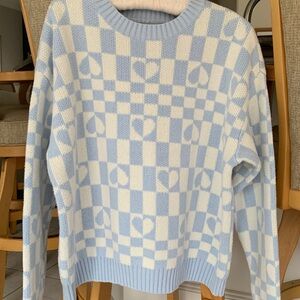 Blue and White heart design Sweater
